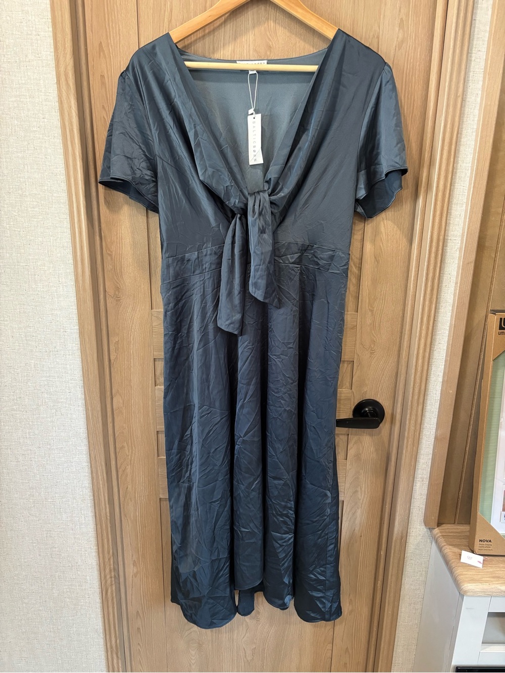 Baltic Born Poppy Satin Midi Dress Size XL in Midnight Blue NEW Formal Wedding
